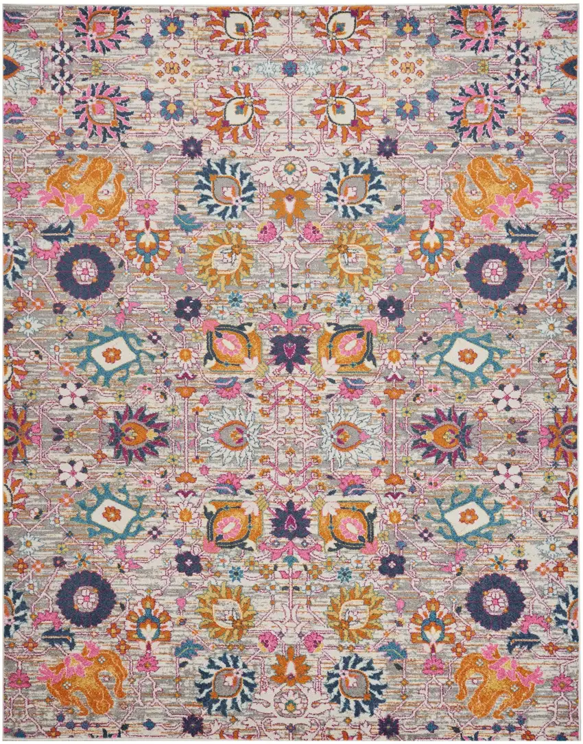 Gray and Pink Distressed Area Rug Photo 1