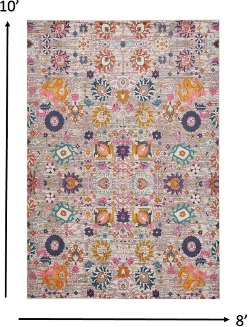 Gray and Pink Distressed Area Rug Photo 2