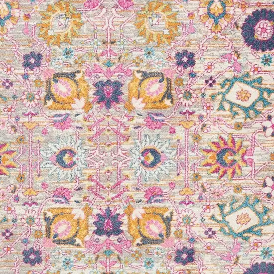 Gray And Pink Floral Distressed Area Rug Photo 3