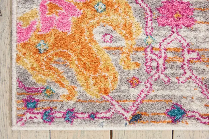 Gray and Pink Distressed Area Rug Photo 3