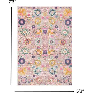 Photo of Gray and Pink Distressed Area Rug