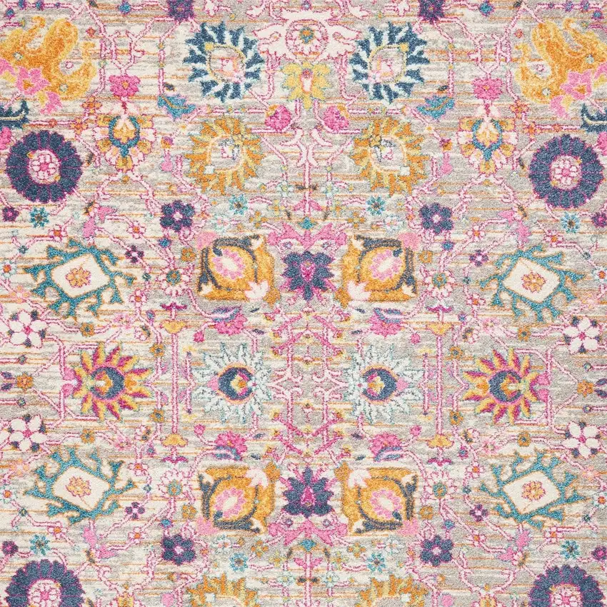Gray and Pink Distressed Area Rug Photo 8