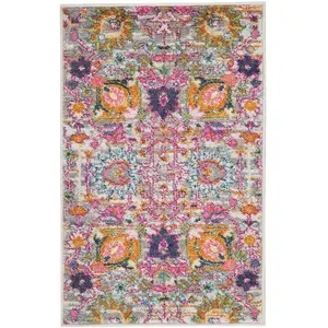 Photo of Gray and Pink Distressed Scatter Rug