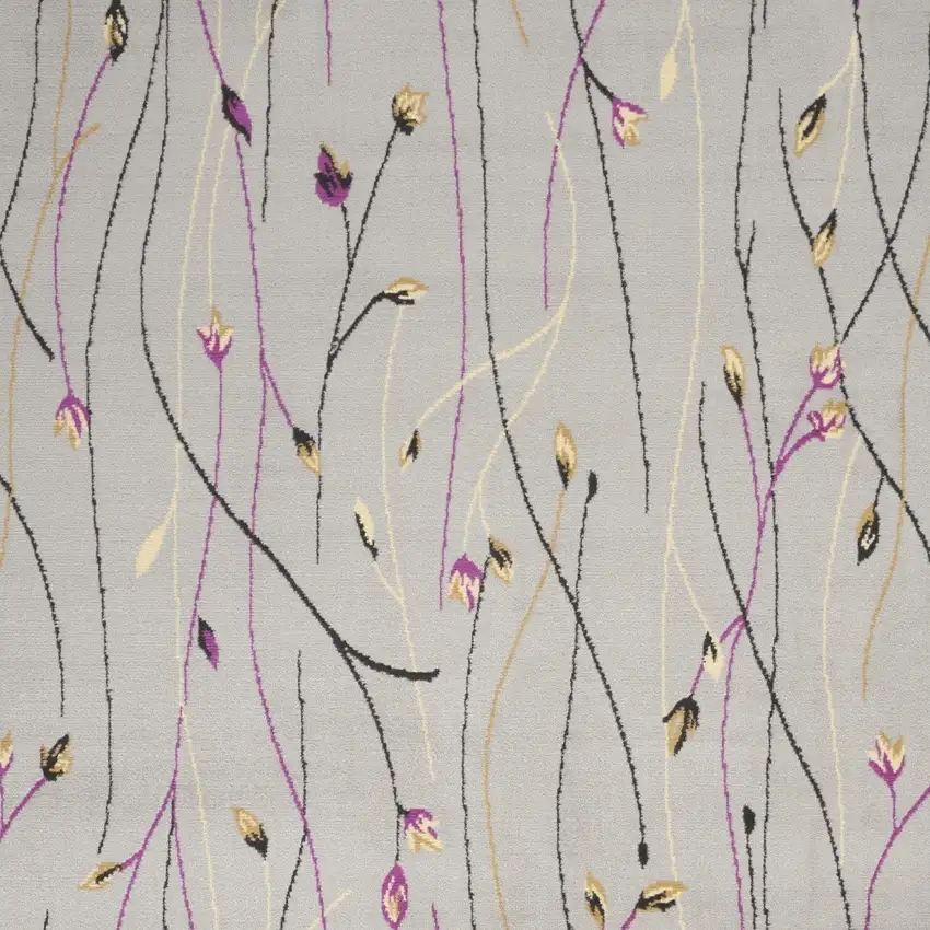 Gray and Pink Floral Power Loom Area Rug Photo 7