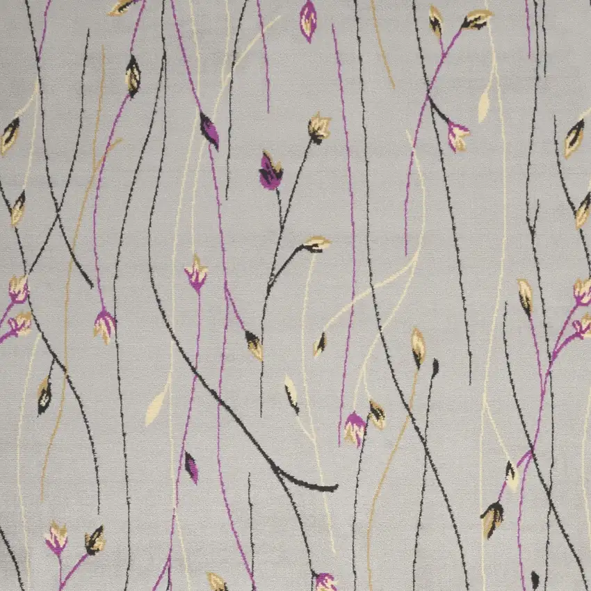 Gray and Pink Floral Power Loom Area Rug Photo 7