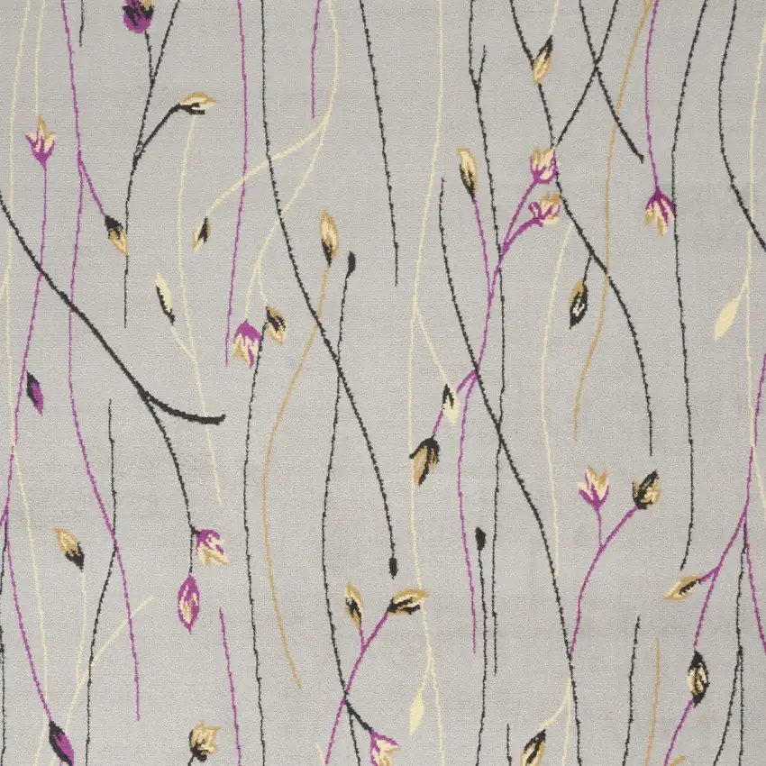 Gray and Pink Floral Power Loom Area Rug Photo 7