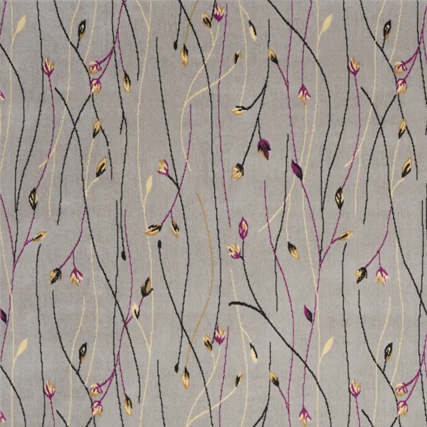 Gray and Pink Floral Power Loom Area Rug Photo 7