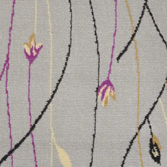 Gray and Pink Floral Power Loom Area Rug Photo 1