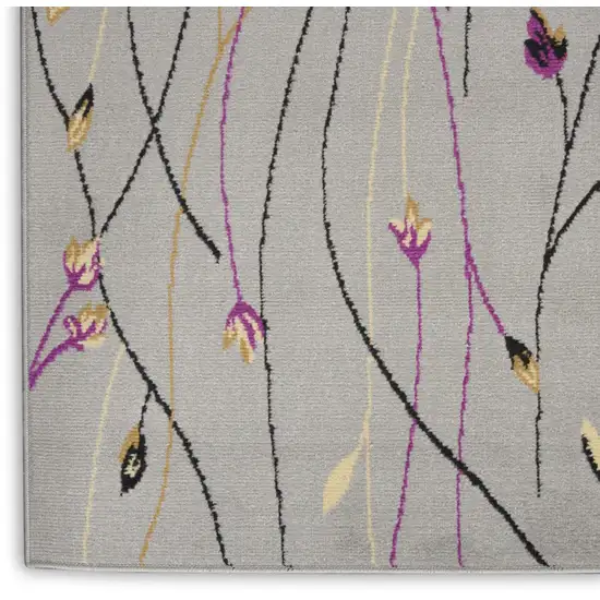 Gray and Pink Floral Power Loom Area Rug Photo 9