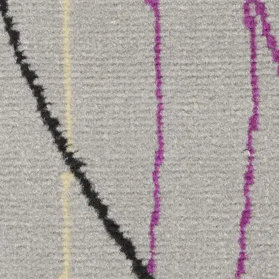 Gray and Pink Floral Power Loom Area Rug Photo 1