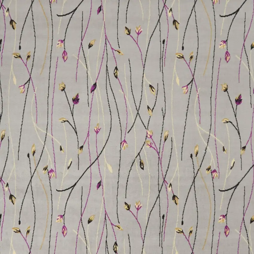 Gray and Pink Floral Power Loom Area Rug Photo 7