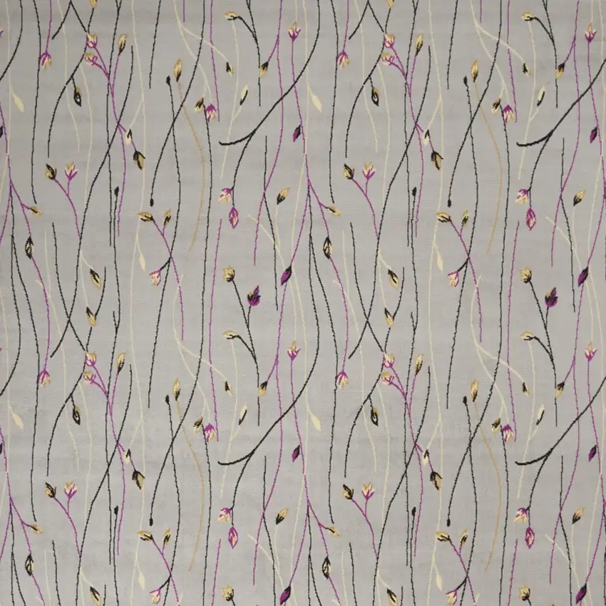 Gray and Pink Floral Power Loom Area Rug Photo 9
