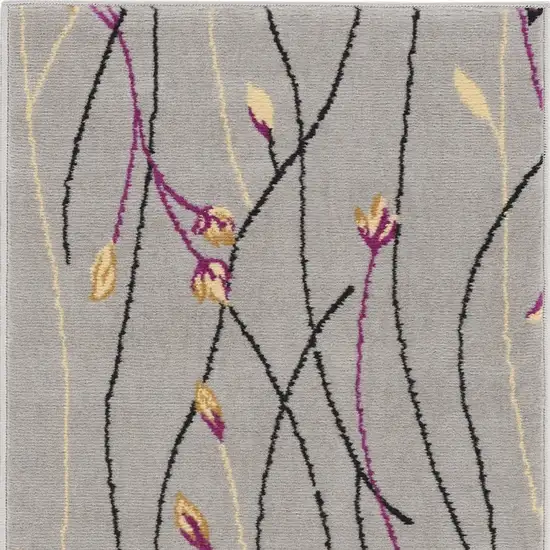 Gray and Pink Floral Power Loom Area Rug Photo 8