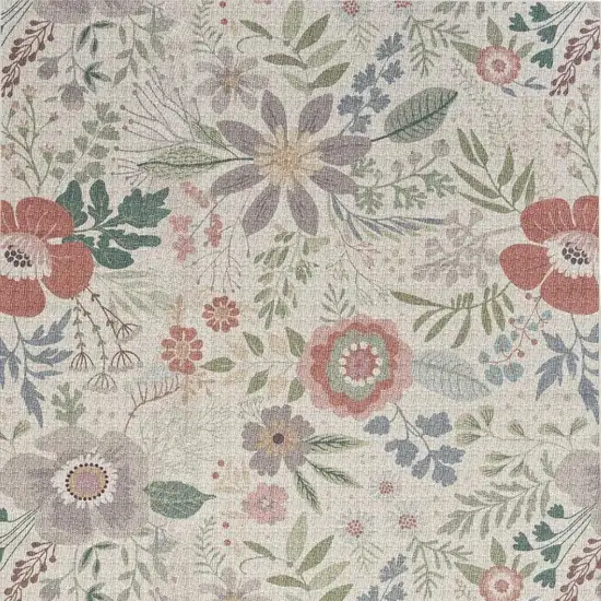 Gray and Pink Floral Power Loom Washable Non Skid Area Rug Photo 3