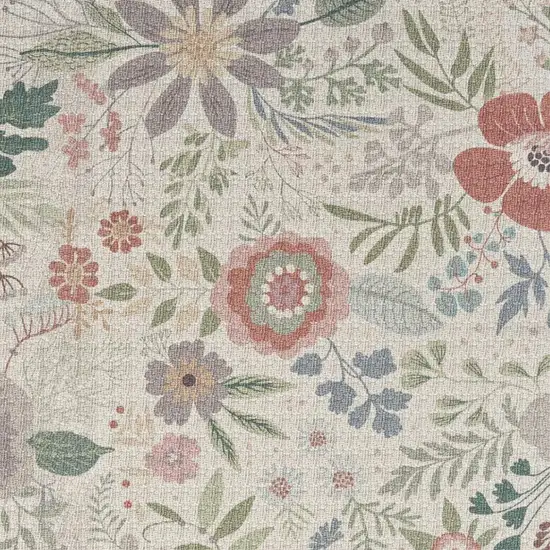 Gray and Pink Floral Power Loom Washable Non Skid Area Rug Photo 1