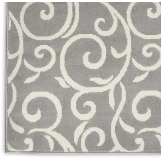 Gray and Pink Floral Vines Power Loom Area Rug Photo 9