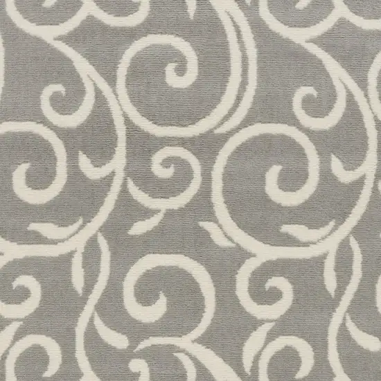 Gray and Pink Floral Vines Power Loom Area Rug Photo 6