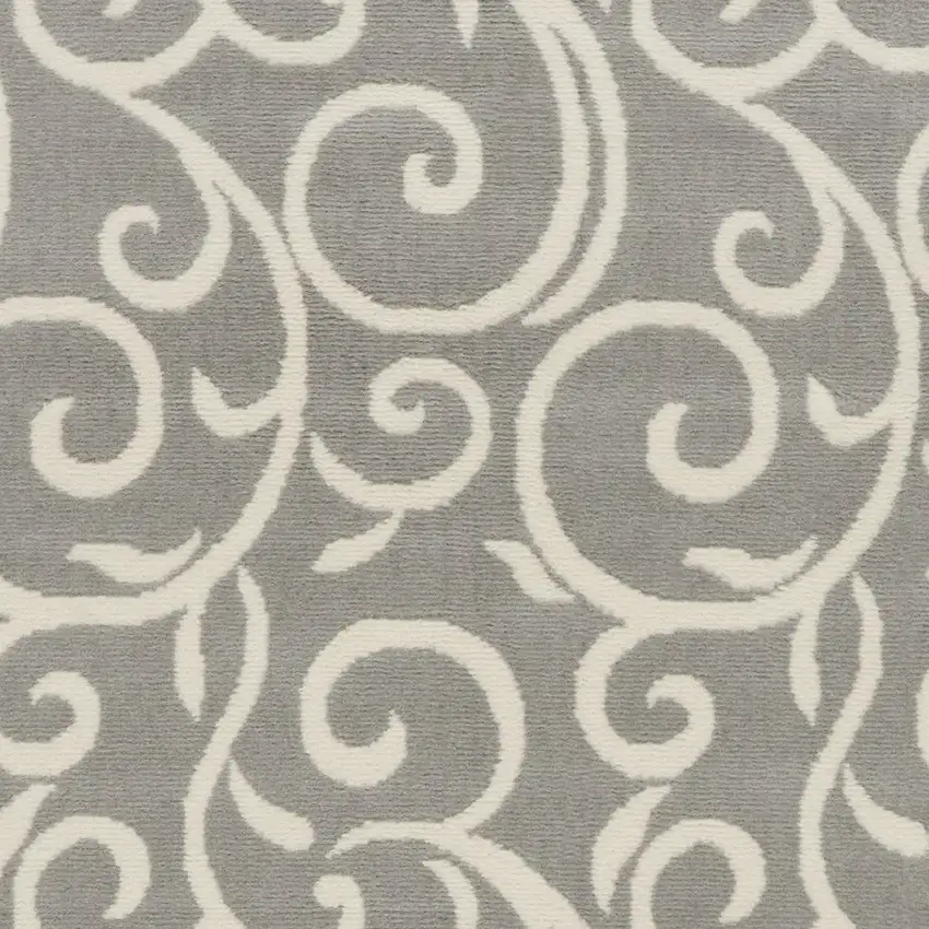 Gray and Pink Floral Vines Power Loom Area Rug Photo 6