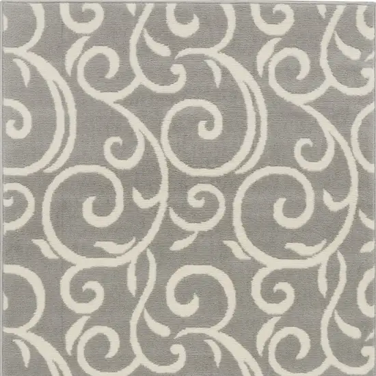 Gray and Pink Floral Vines Power Loom Area Rug Photo 7