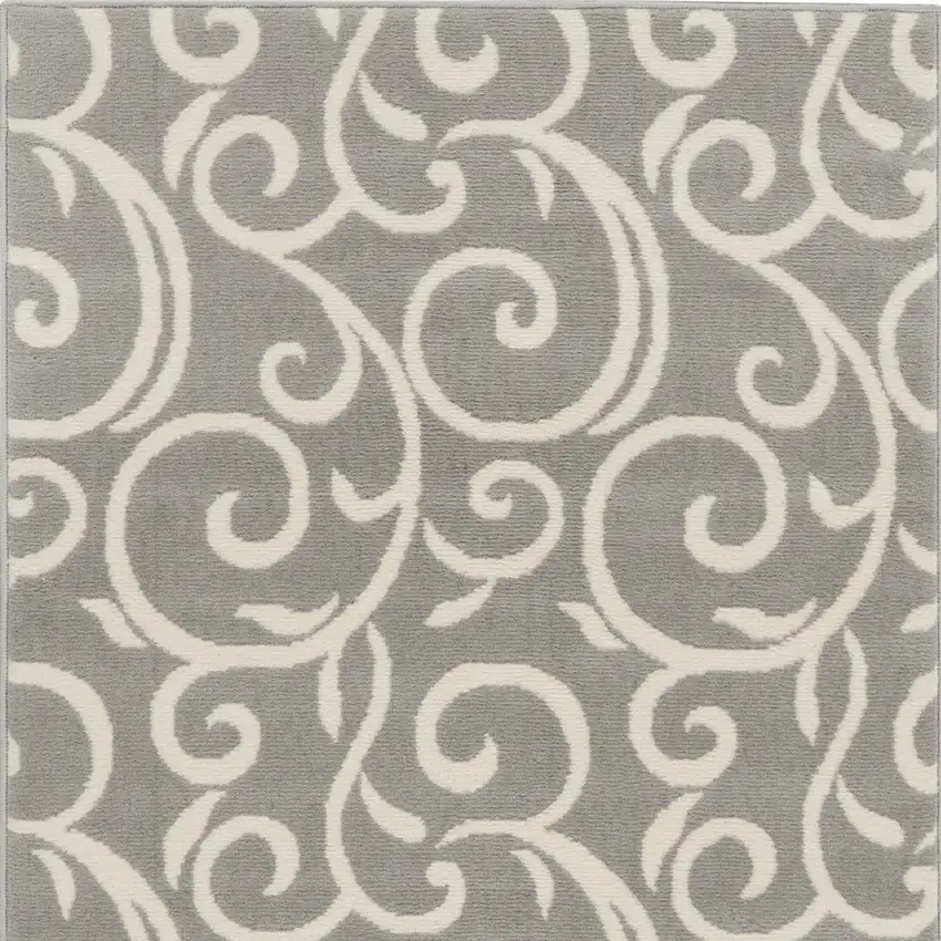 Gray and Pink Floral Vines Power Loom Area Rug Photo 7