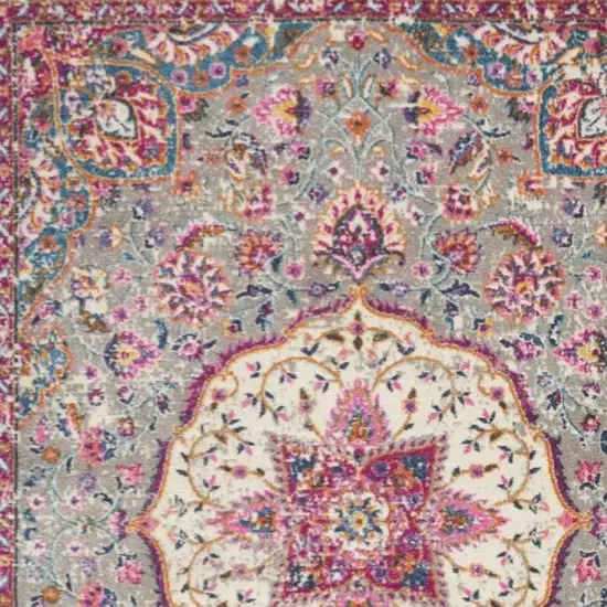 Gray And Ivory Medallion Area Rug Photo 1