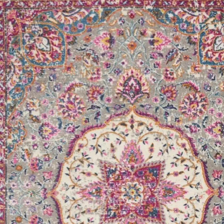 Gray And Ivory Medallion Area Rug Photo 1