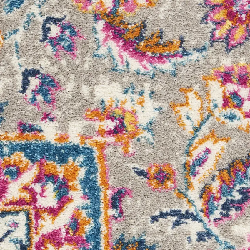Gray And Ivory Medallion Area Rug Photo 9