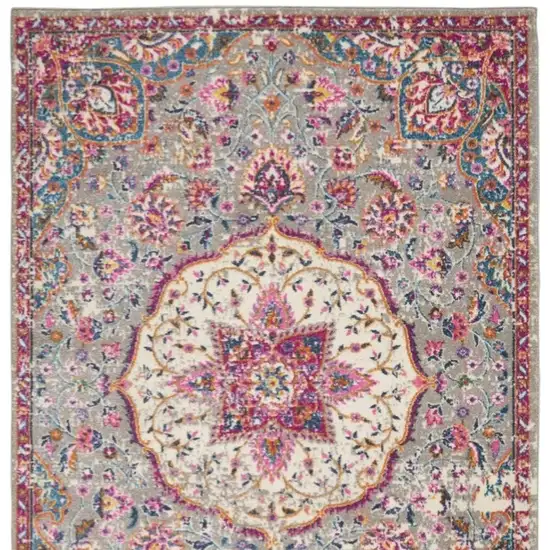 Gray And Ivory Medallion Area Rug Photo 7