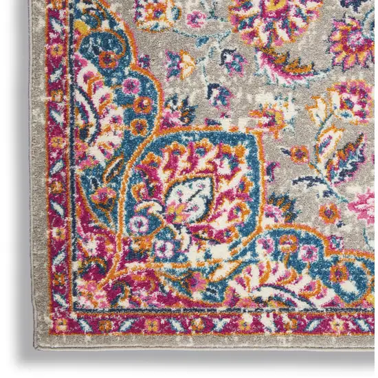 Gray And Ivory Medallion Area Rug Photo 9