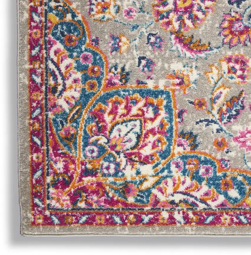 Gray And Ivory Medallion Area Rug Photo 9