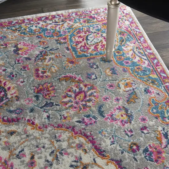 Gray And Ivory Medallion Area Rug Photo 4