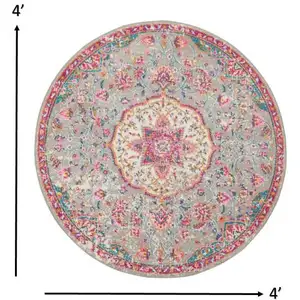 Photo of Gray and Pink Medallion Area Rug