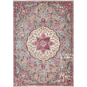 Photo of Gray and Pink Medallion Area Rug