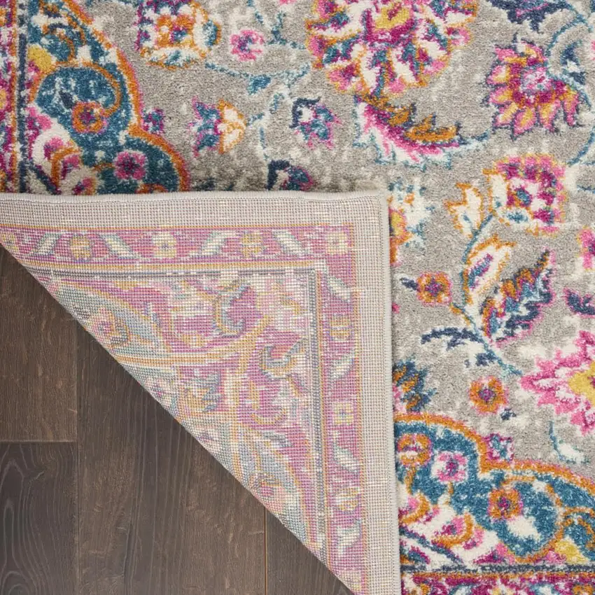 Gray And Ivory Medallion Area Rug Photo 8