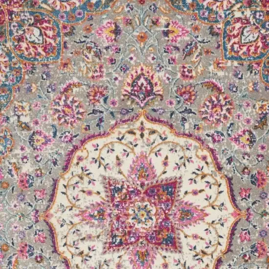 Gray And Ivory Medallion Area Rug Photo 1