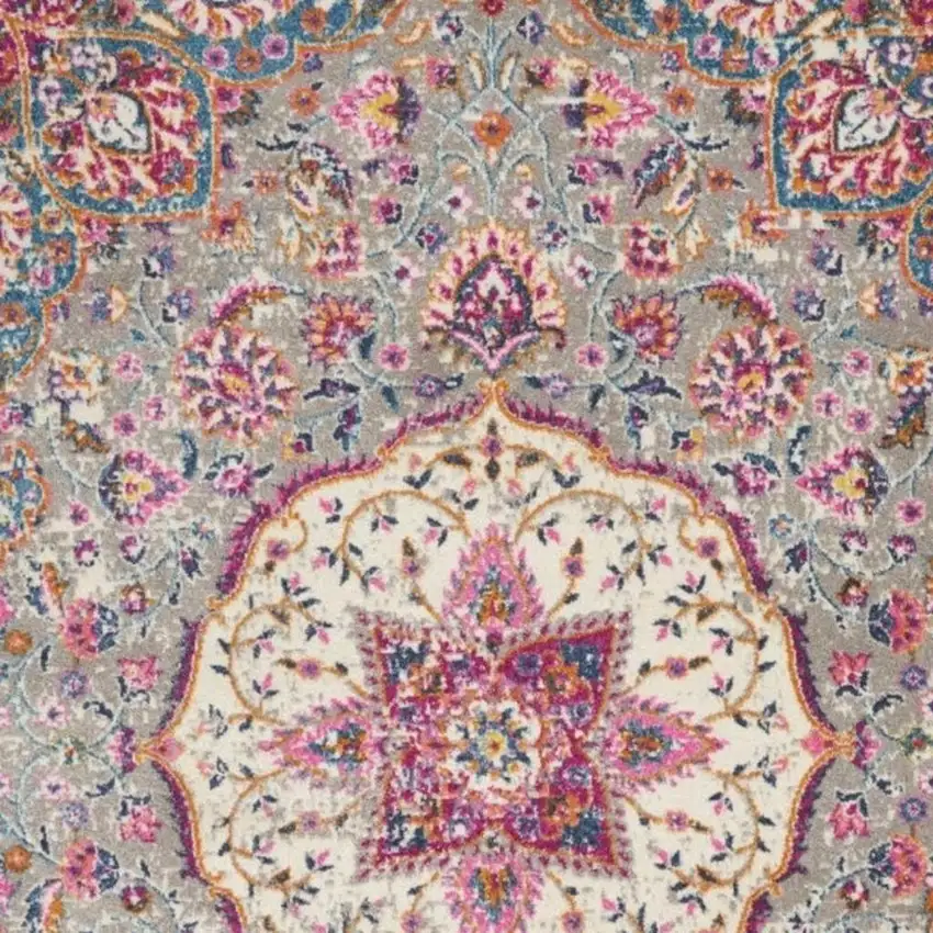 Gray And Ivory Medallion Area Rug Photo 1