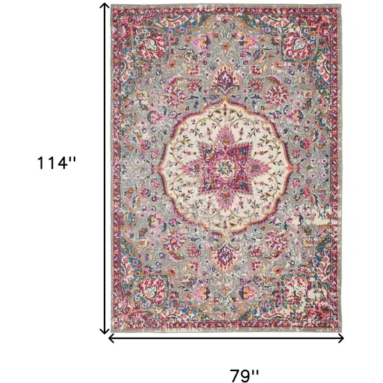 Gray And Ivory Medallion Area Rug Photo 2