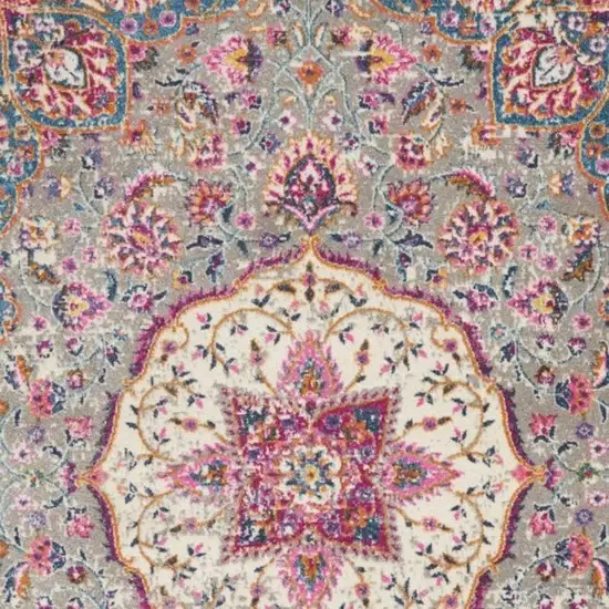 Gray And Ivory Medallion Area Rug Photo 1