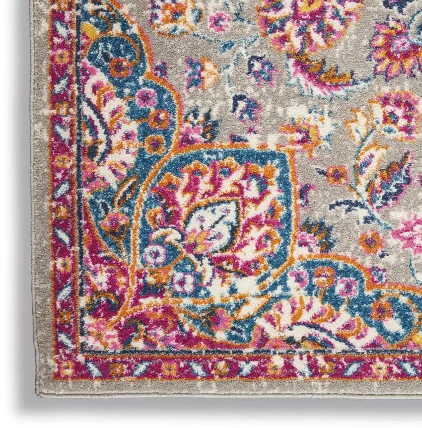 Gray And Ivory Medallion Area Rug Photo 7