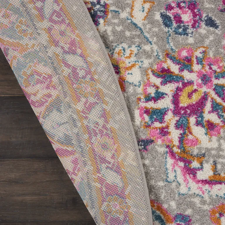 Gray and Pink Medallion Area Rug Photo 4