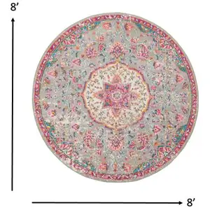 Photo of Gray and Pink Medallion Area Rug