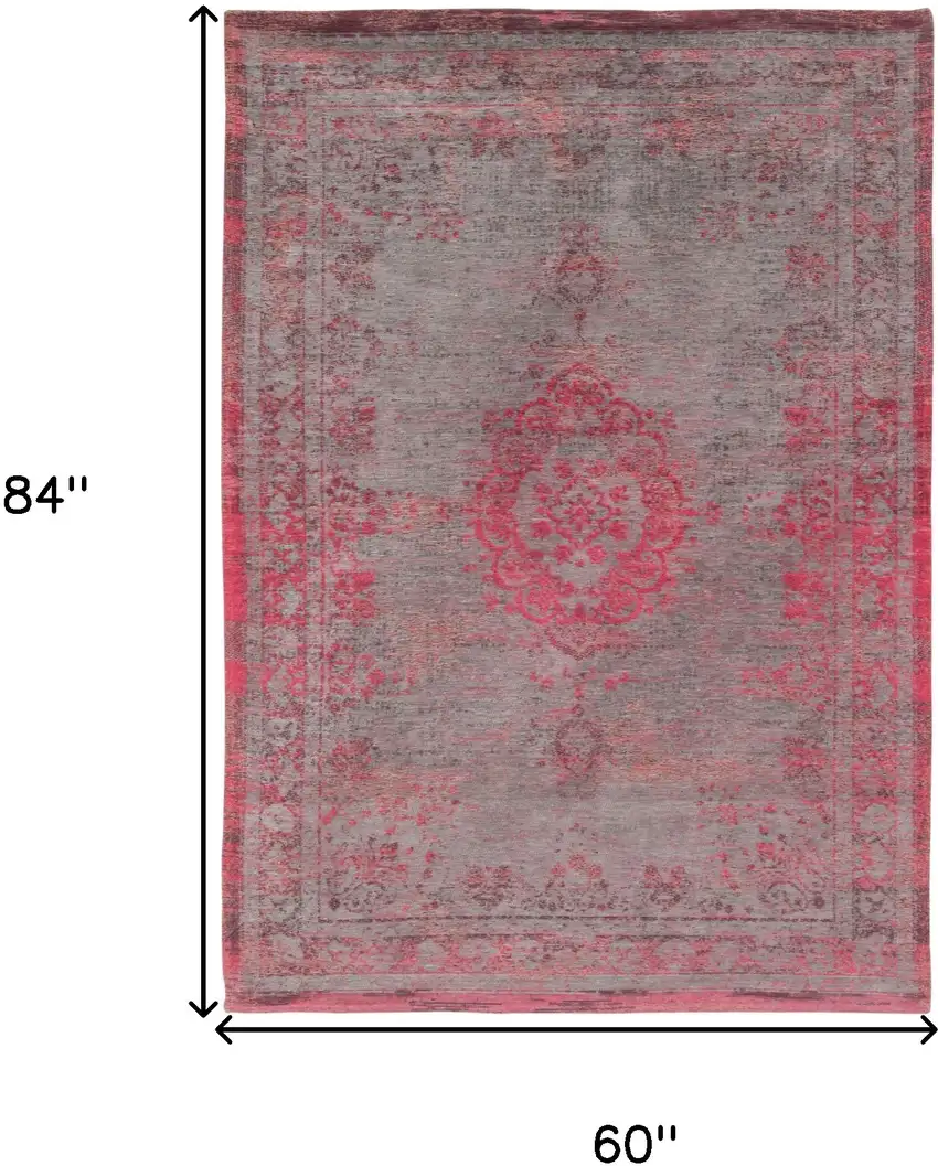 Gray and Pink Medallion Non Skid Area Rug Photo 3