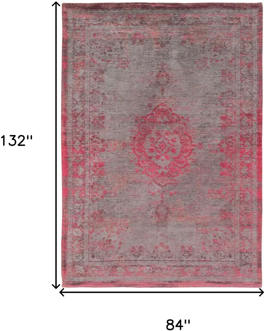 Gray and Pink Medallion Non Skid Area Rug Photo 3