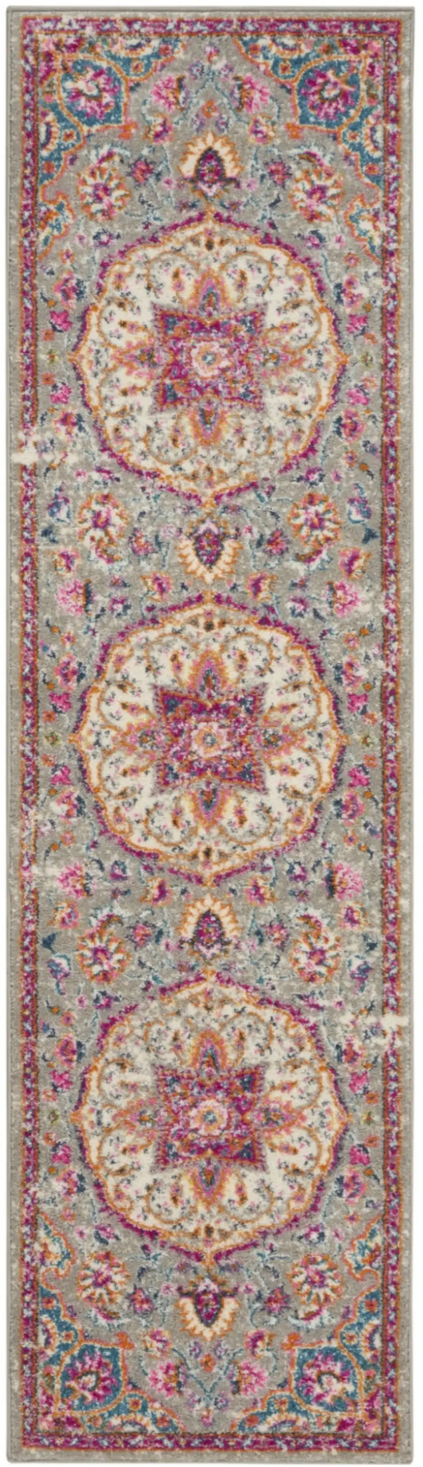 6' Pink And Gray Power Loom Runner Rug Photo 1