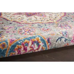 Photo of Gray and Pink Medallion Runner Rug