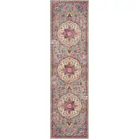 Photo of Gray and Pink Medallion Runner Rug