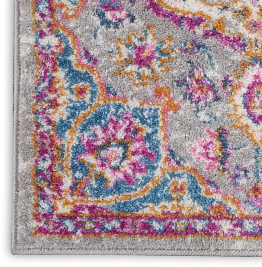 Gray And Ivory Medallion Area Rug Photo 8