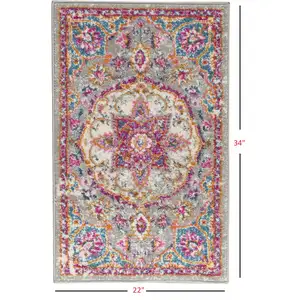 Photo of Gray and Pink Medallion Scatter Rug