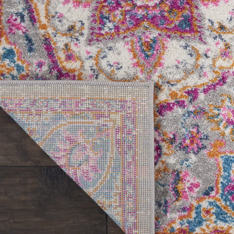 Gray and Pink Medallion Scatter Rug Photo 3