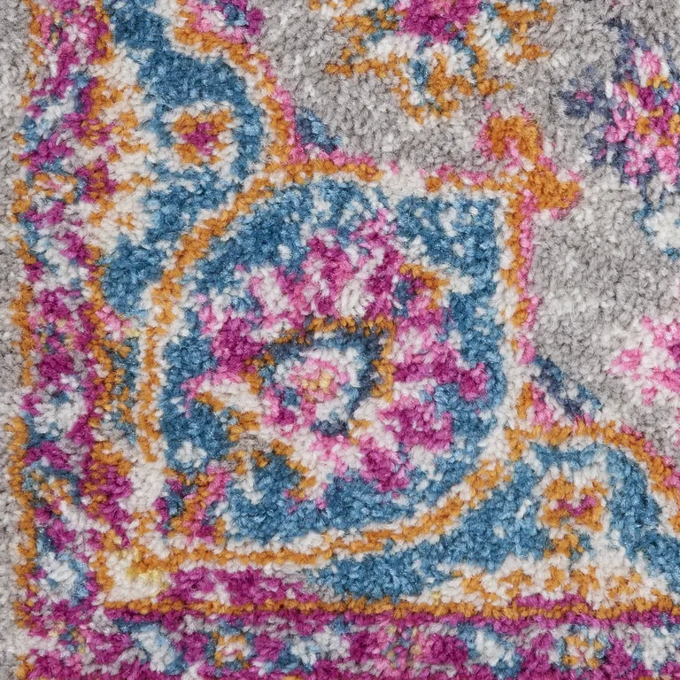Gray and Pink Medallion Scatter Rug Photo 2